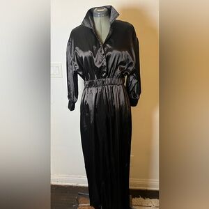 Black Satin Wide-Leg Jumpsuit size medium new without tags